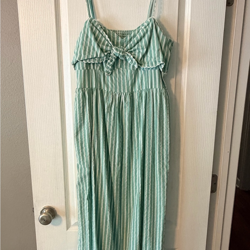 Old Navy Green Striped Tie-Front Midi Dress – Size L Tall